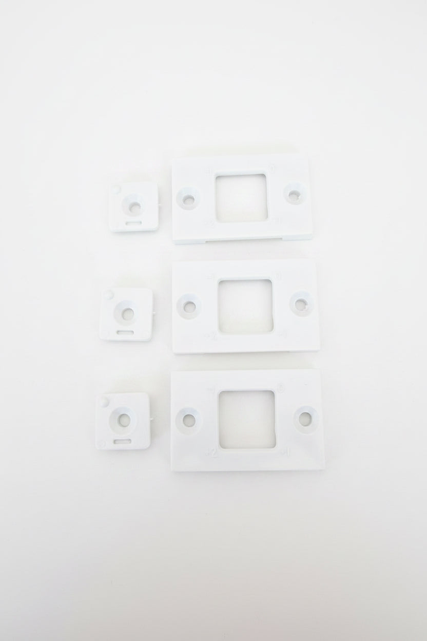 40mm Female Hinge Plates and Adjusters - Set of 3 - White