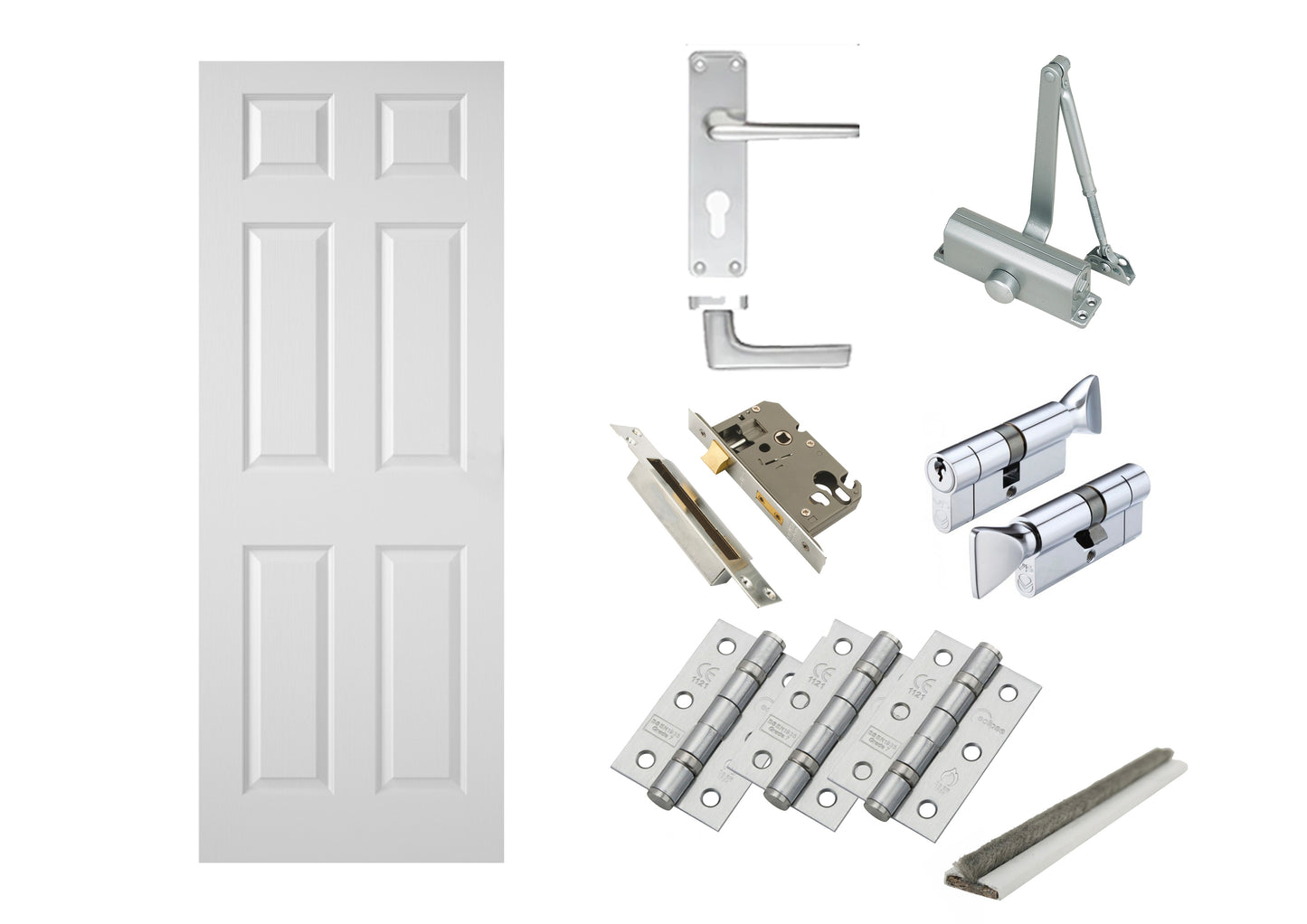 HMO Door Kit - 6 Panel Grained FD30 Fire Door