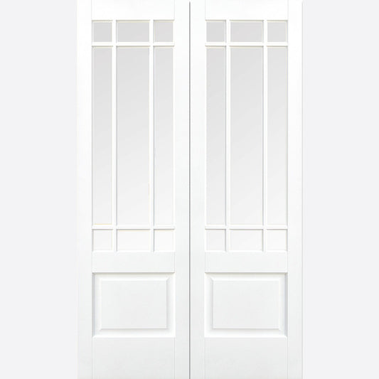 Downham 9L Glazed Pair - Primed White Doors