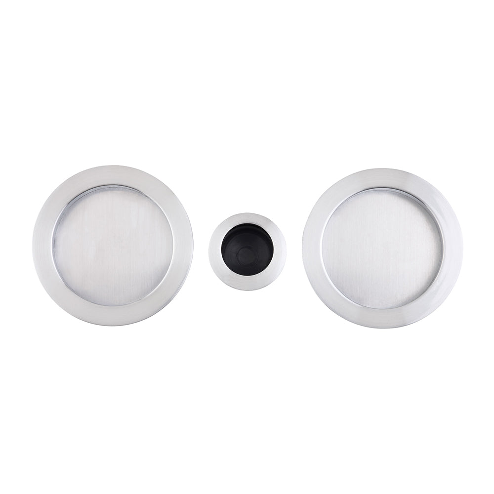 125mm Double Pocket Door - White Frame - Satin Chrome Hardware