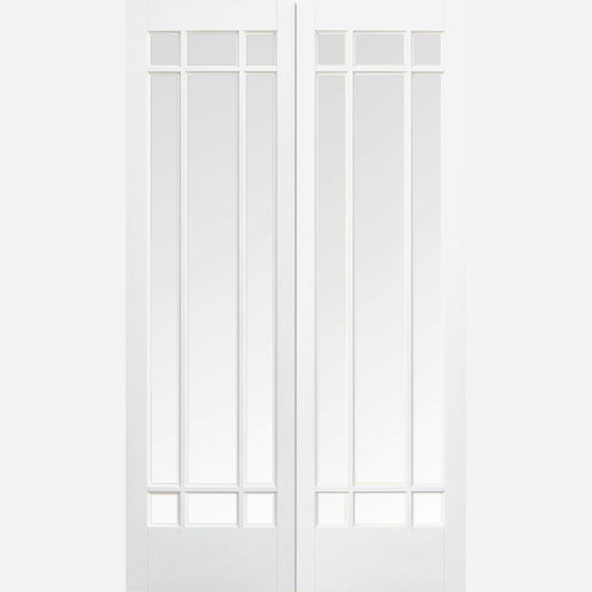 Manhattan 9L Glazed Pair White Primed Doors