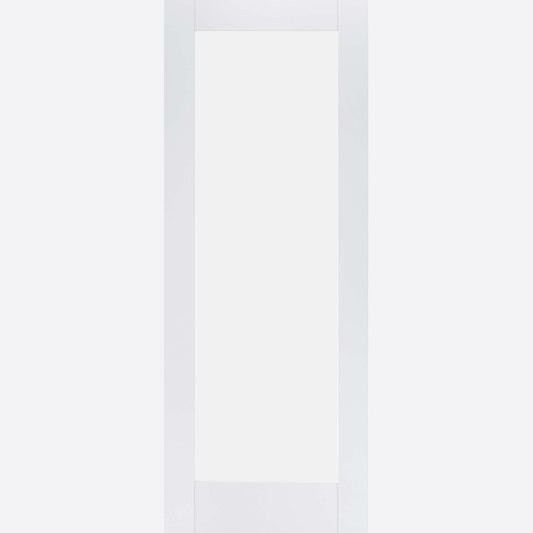 Pattern 10 1L Glazed Frosted White Primed Doors