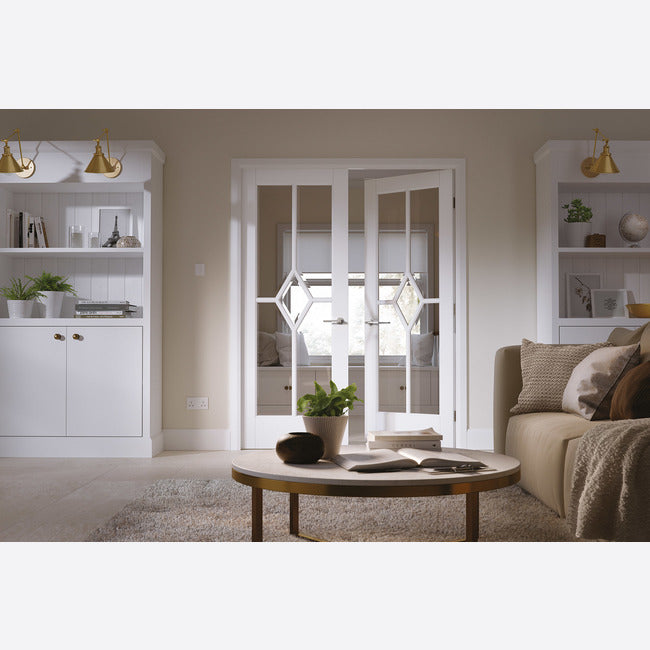Reims Glazed Pair White Primed Doors