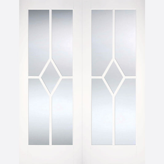 Reims Glazed Pair White Primed Doors
