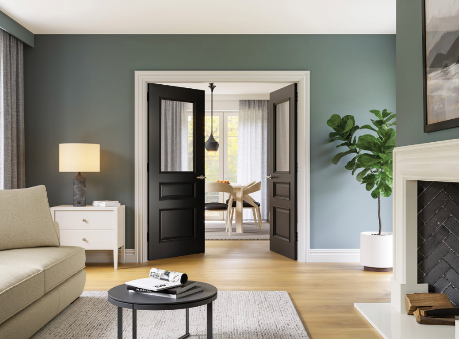 Windsor Black Prefinished Door Glazed