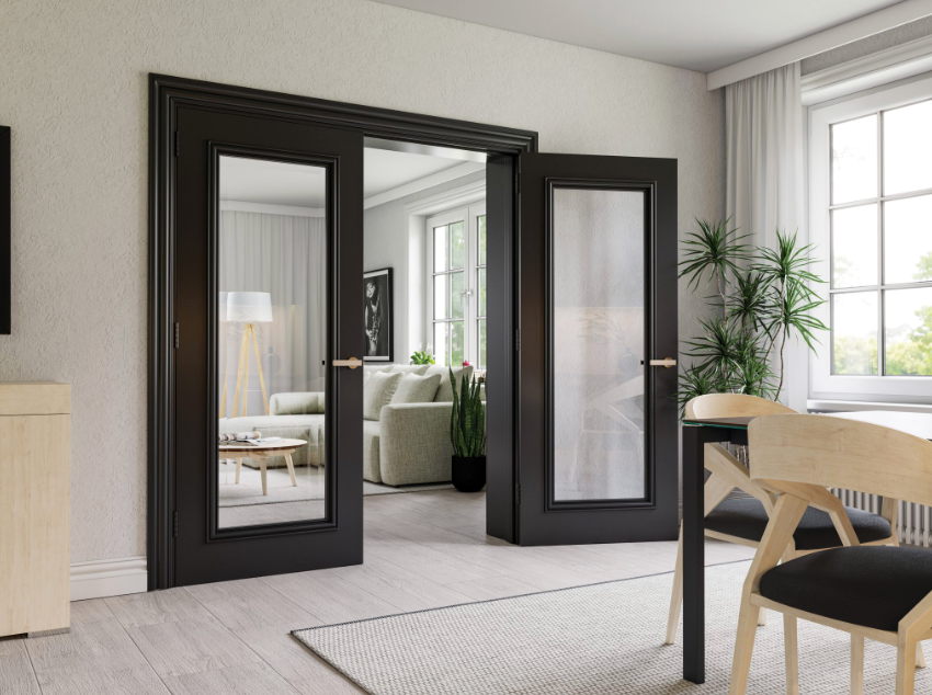 Blenheim Black Prefinished Door Glazed