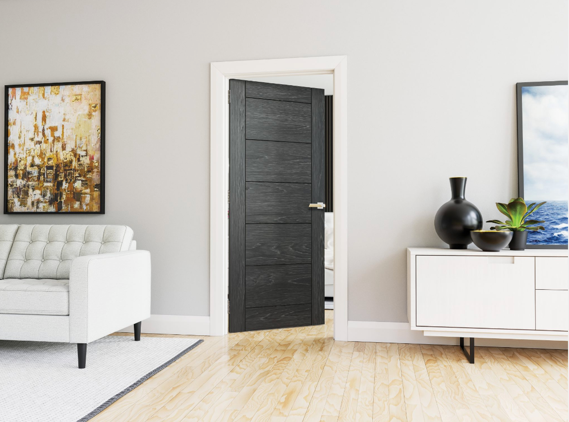 Seville Brushed Black Prefinished Door