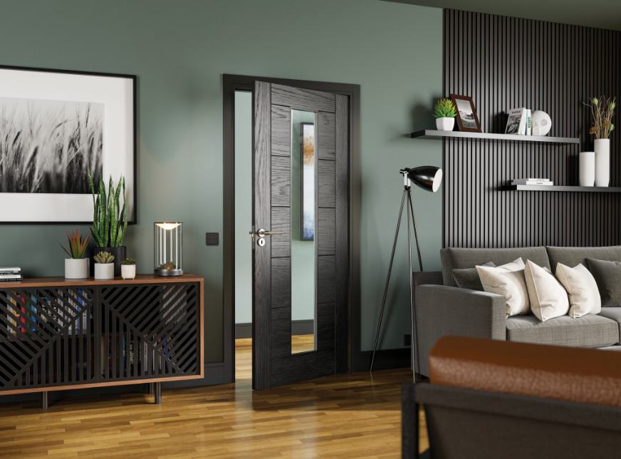 Seville Glazed Brushed Black Prefinished Door