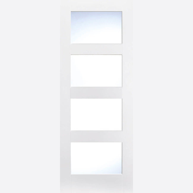 Shaker 4L Glazed White Primed Doors