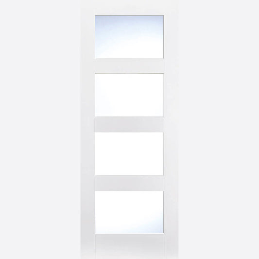 Shaker 4L Glazed White Primed Doors