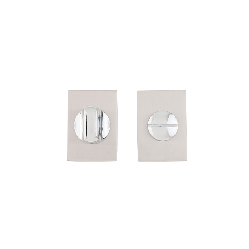 Slim Thumb-Turn Lock Rectangle Satin Nickel And Polished Chrome Finish