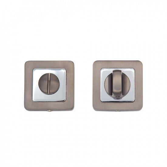 Square Thumb Turn Set Matt Satin Black/Chrome