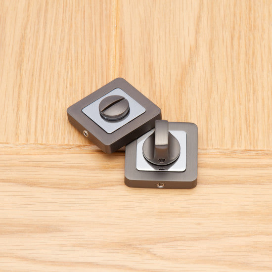 Square Thumb Turn Set Matt Satin Black/Chrome