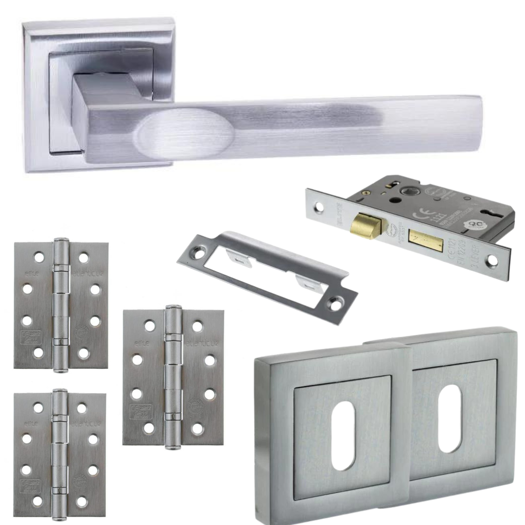 Kansas Handle Pack - Satin Chrome - Key Sashlock