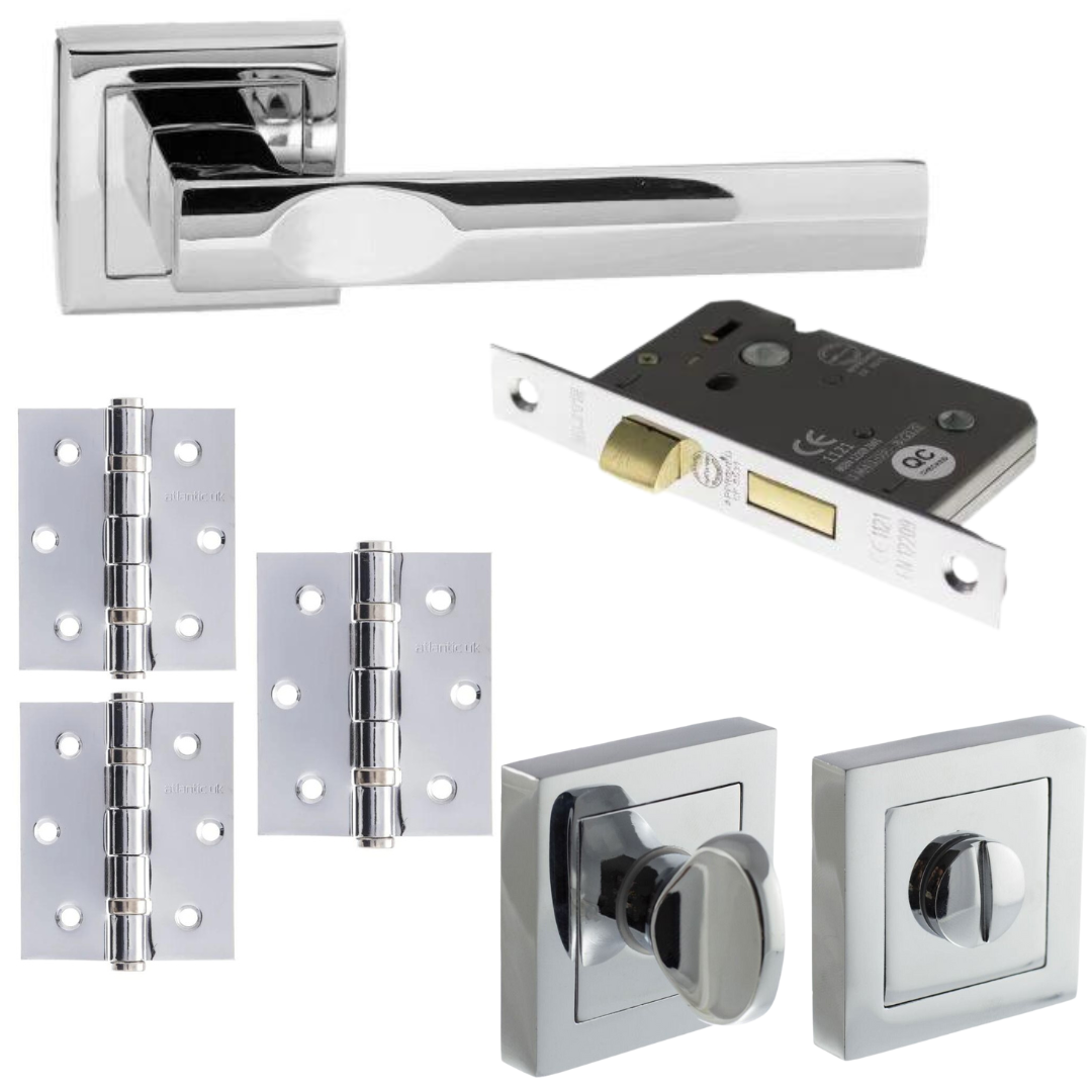 Kansas Polished Chrome - Handle Pack - Bathroom Lock