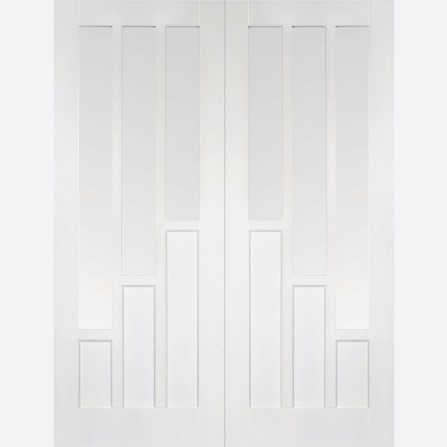Coventry Glazed Pair Primed White Doors