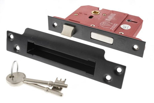 Atlantic - 5 Lever Key Sashlock - 3" Matt Black