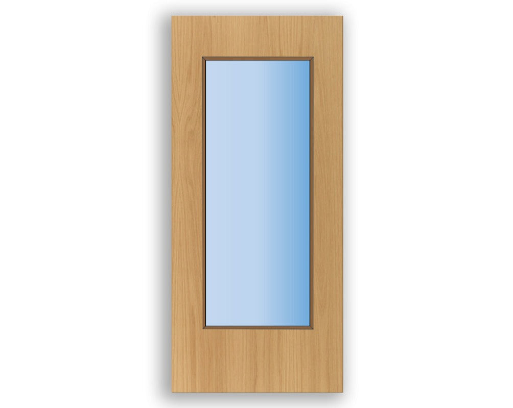 Fully Glazed Vision Panel FD60 Fire - Flush Oak Veneer Doors (Bespoke)