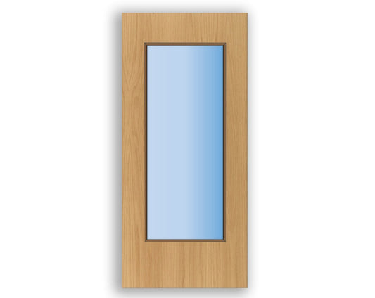 Fully Glazed Vision Panel FD30 Fire - Flush Oak Veneer Doors (Bespoke) Delivery - up to 15 working days