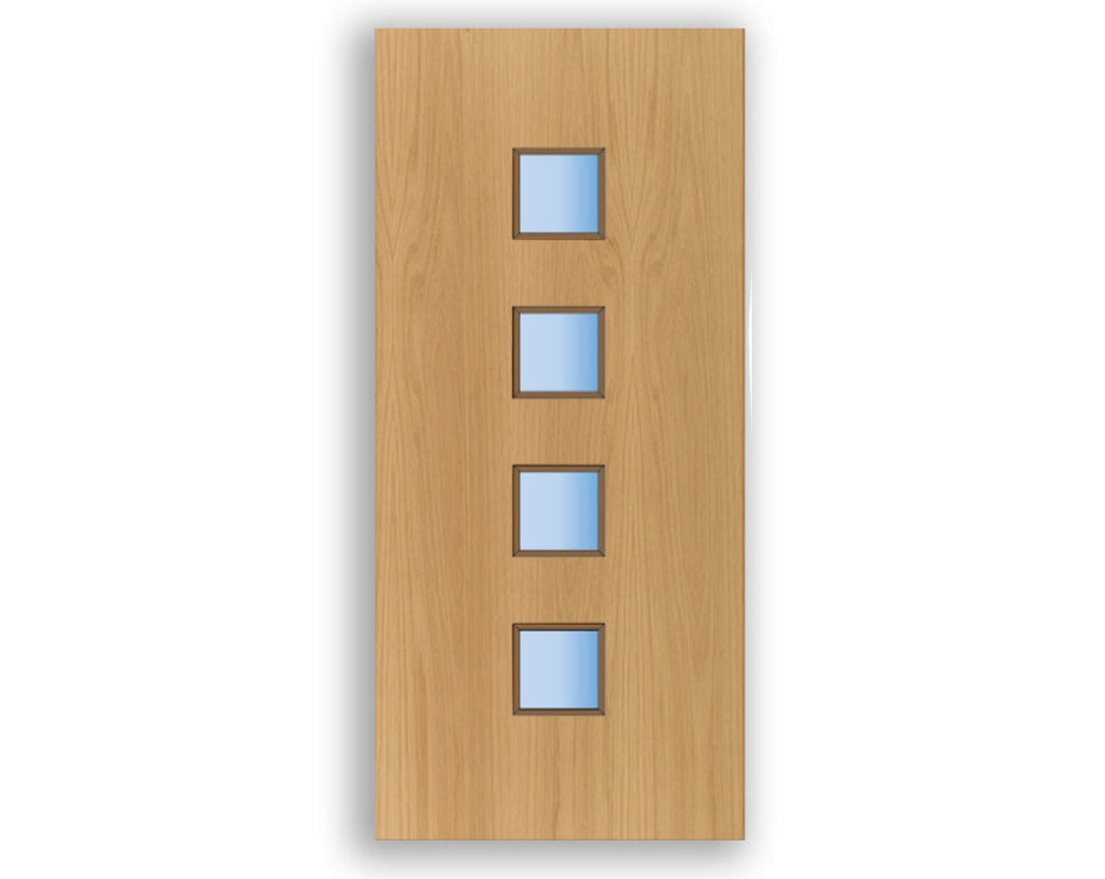 4L Glazed Vision Panel FD60 Fire - Flush Oak Veneer (Bespoke) Delivery - up to 15 working days