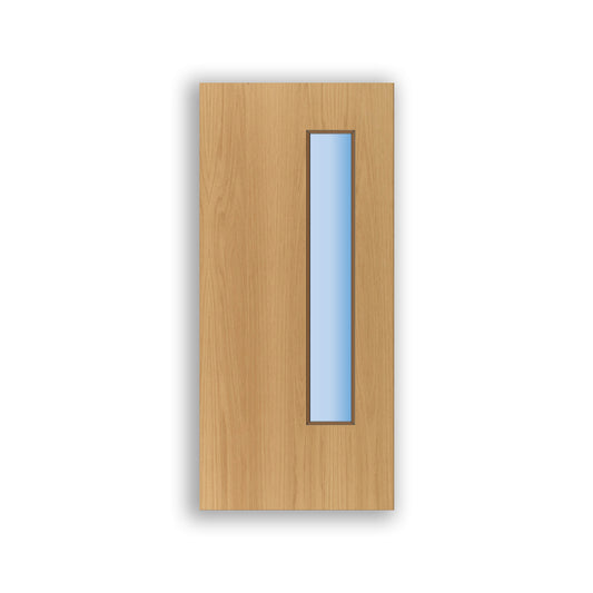 Glazed Vision Panel FD30 Fire - Flush Oak Veneer Doors (Bespoke) Delivery - up to 15 working days