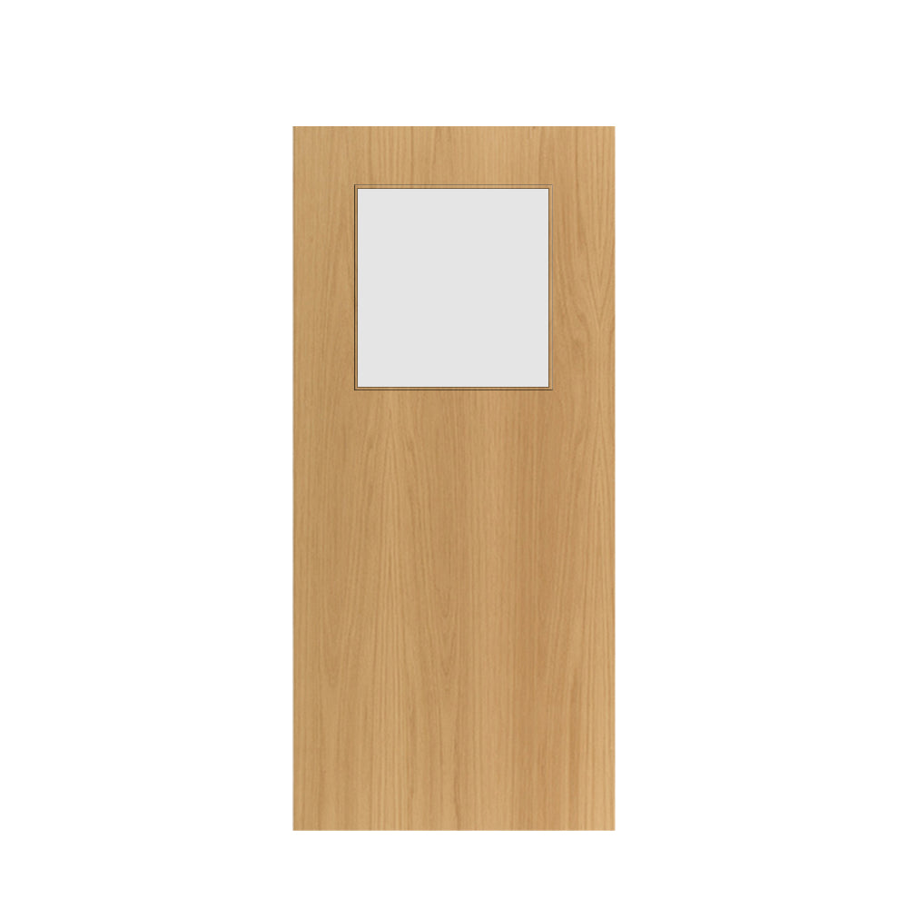 FD30 Fire - Half Glazed Glass Flush Oak Veneer