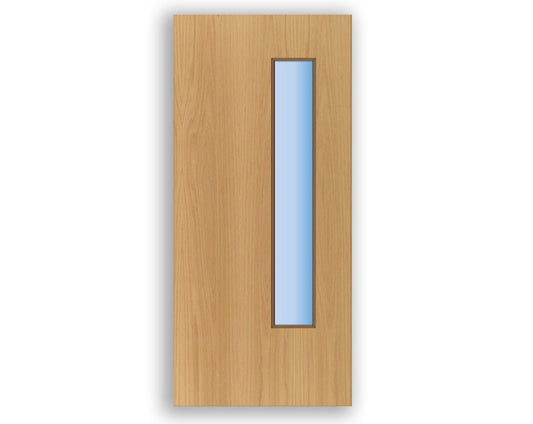 Glazed Vision Panel FD60 Fire - Flush Oak Veneer Doors (Bespoke) Delivery - up to 15 working days