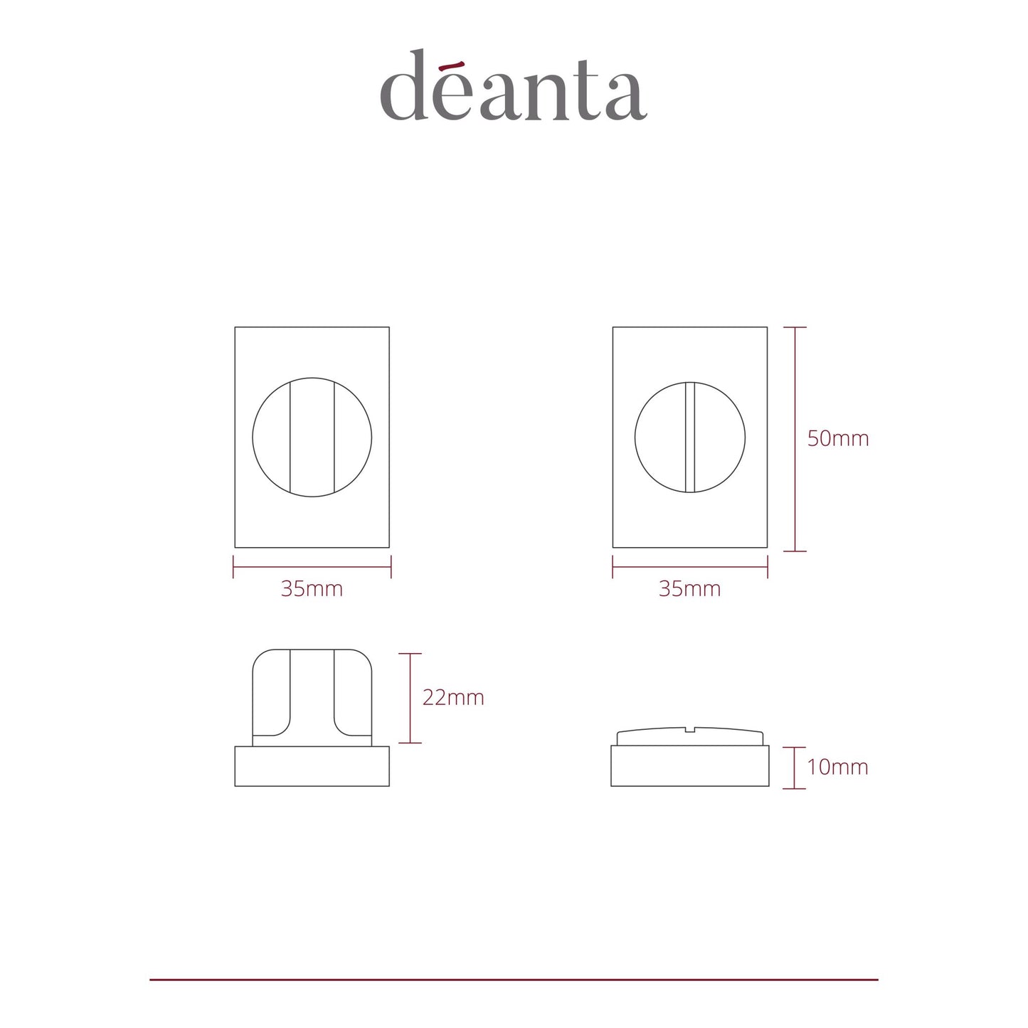 Slim Thumb-Turn Lock Rectangle Matt Black Finish