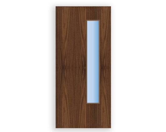 Vision Panel FD30 Fire - Flush Walnut Veneer Doors (Bespoke) Delivery - up to 15 working days
