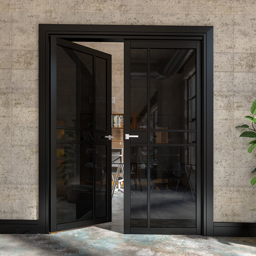 Dalston Tinted Glazed Pre-finished Black Doors