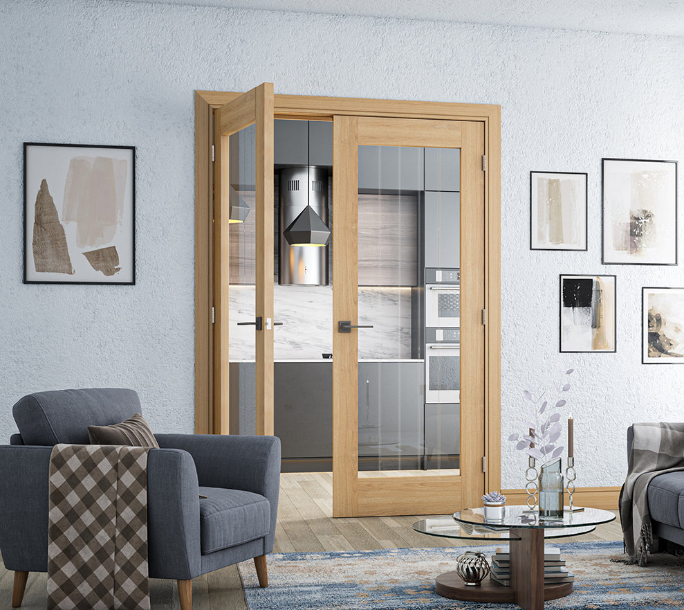 Ely 1L Full Glazed Pre-Finished Oak Doors