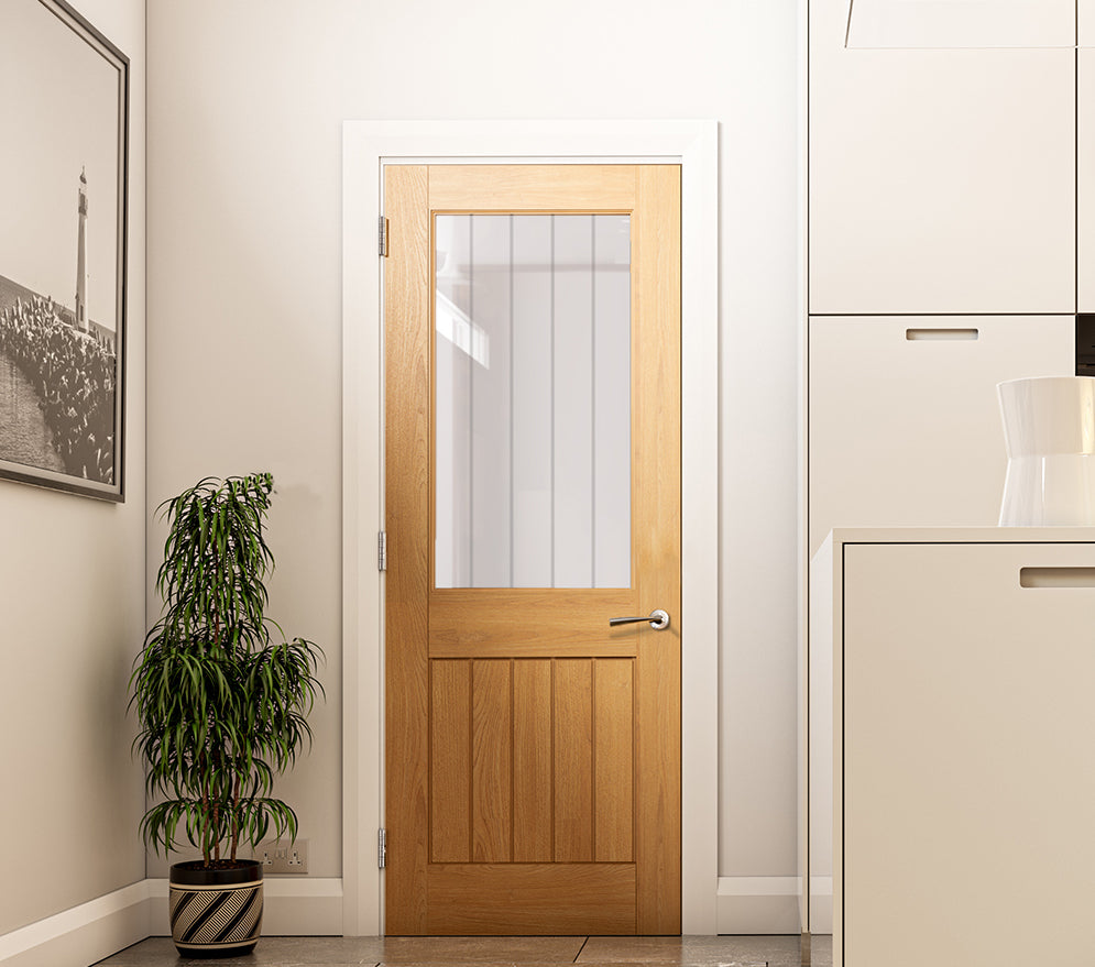 Ely 1L Half Glazed Pre-Finished Oak Doors