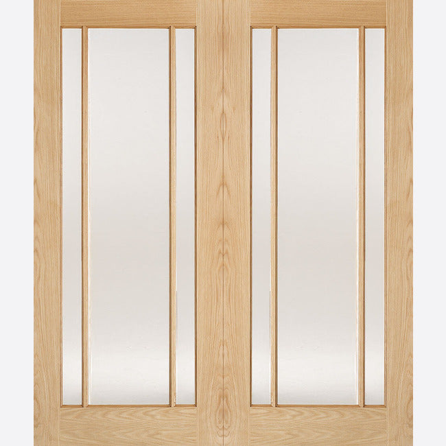 Lincoln Clear Glazed 3L Pair Oak Doors