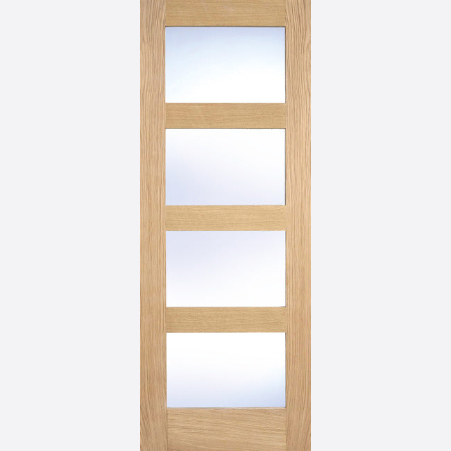 Shaker 4L Glazed Clear Pre-finished Oak Doors