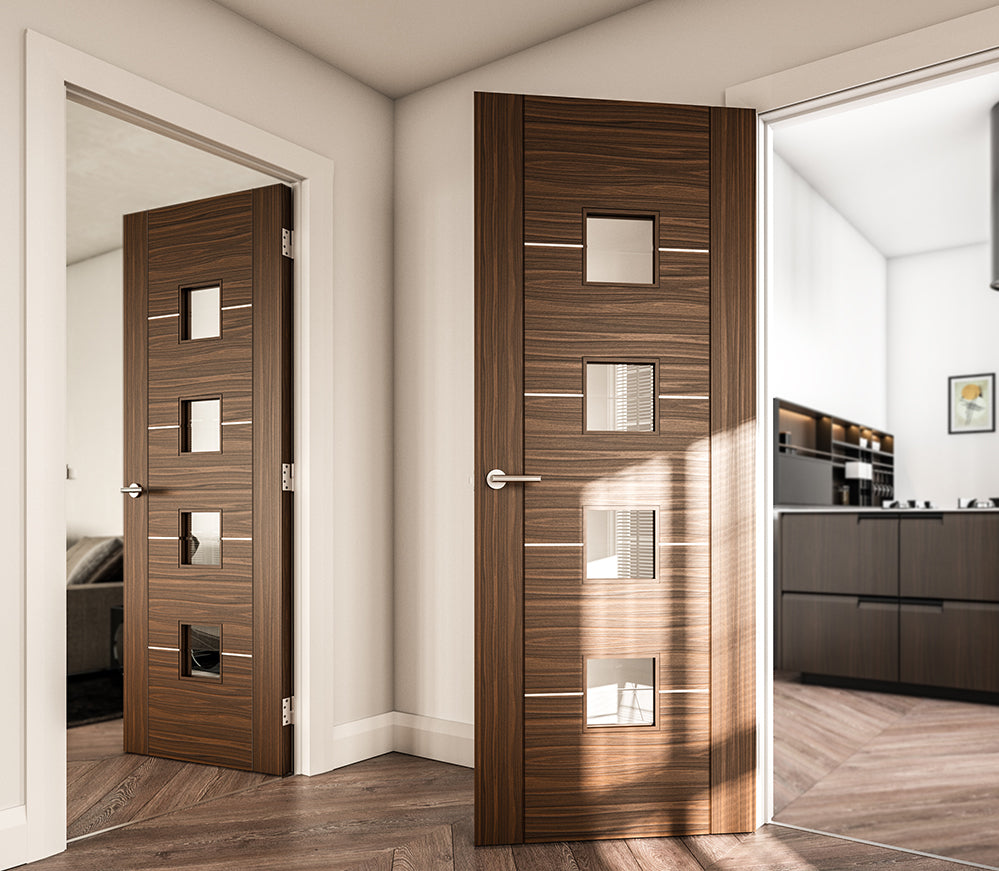 Valencia Glazed Pre-finished Walnut Doors