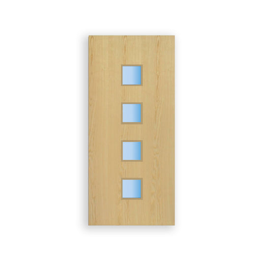 4L Glazed Vision Panel FD60 Fire - Flush Ash Veneer Doors (Bespoke)