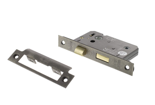 Atlantic - Bathroom Lock - 3" Distressed Silver