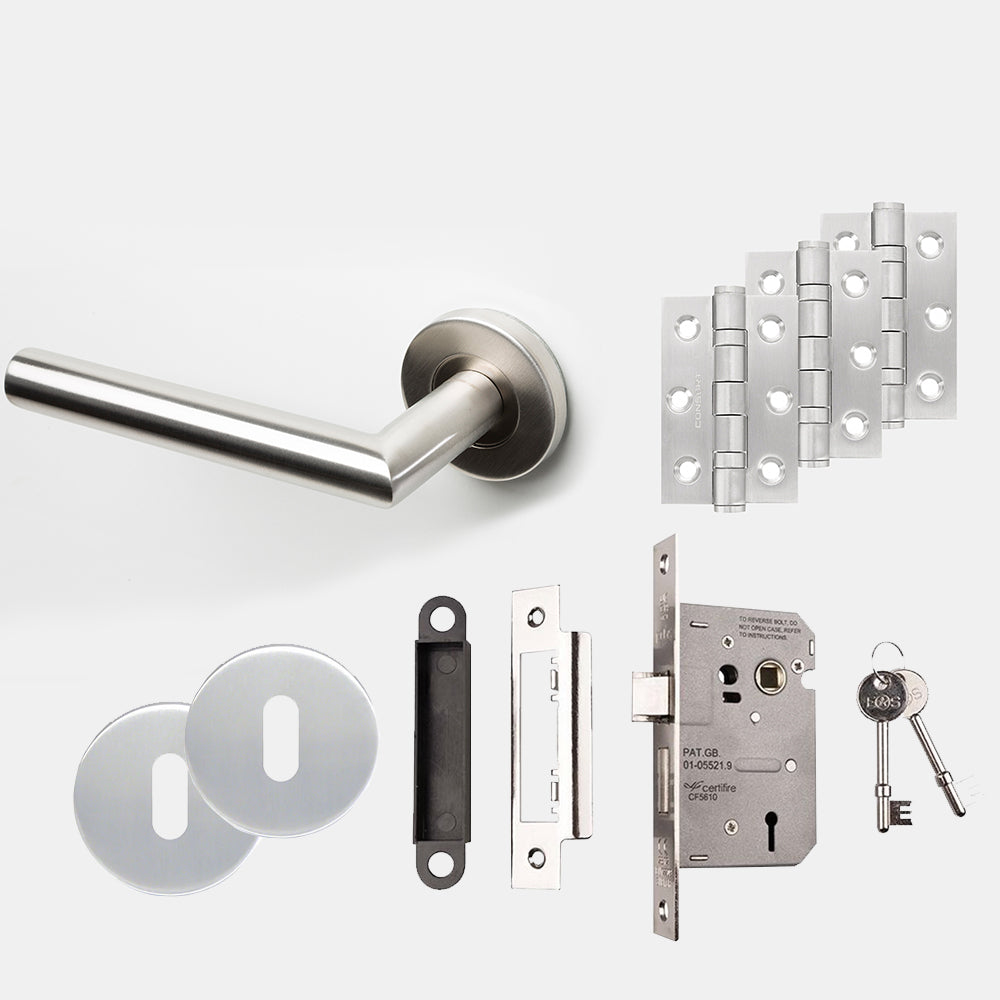Cottage Primed FD30  - Handle Pack (Choice of latch/bath or key lock)