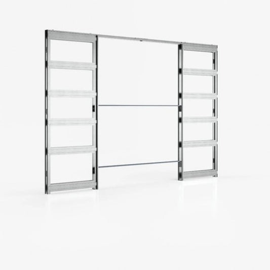 125mm Double Pocket Door - White Frame - Satin Chrome Hardware