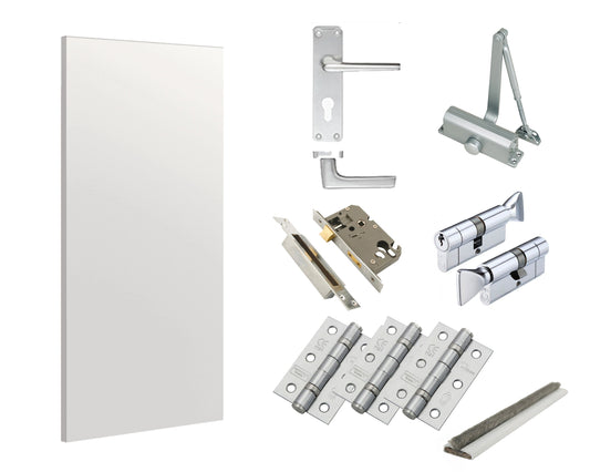 FD30 Fire Doors including a full HMO package. 3 Hinges FD30, Euro Locking system and door a closers
