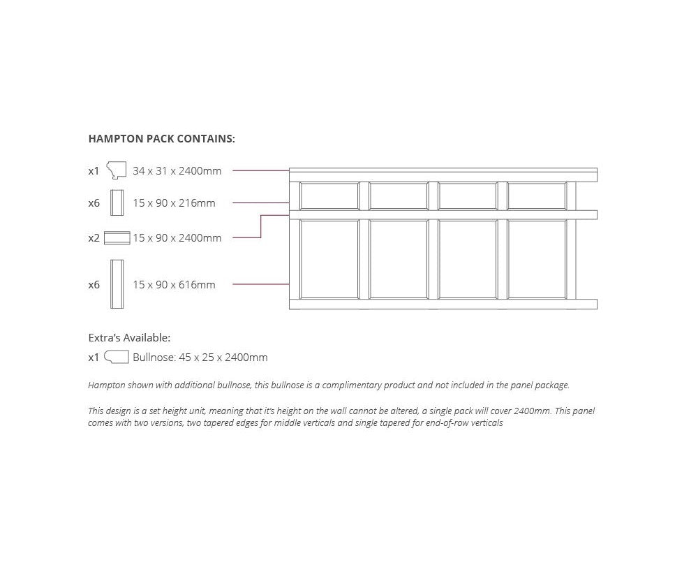 White Primed Hampton Wall Panelling
