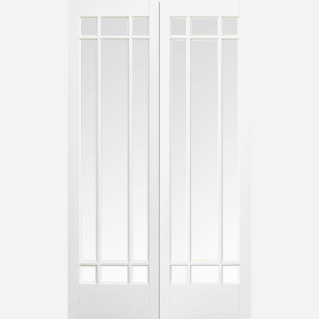 Manhattan 9L Glazed Pair White Primed Doors