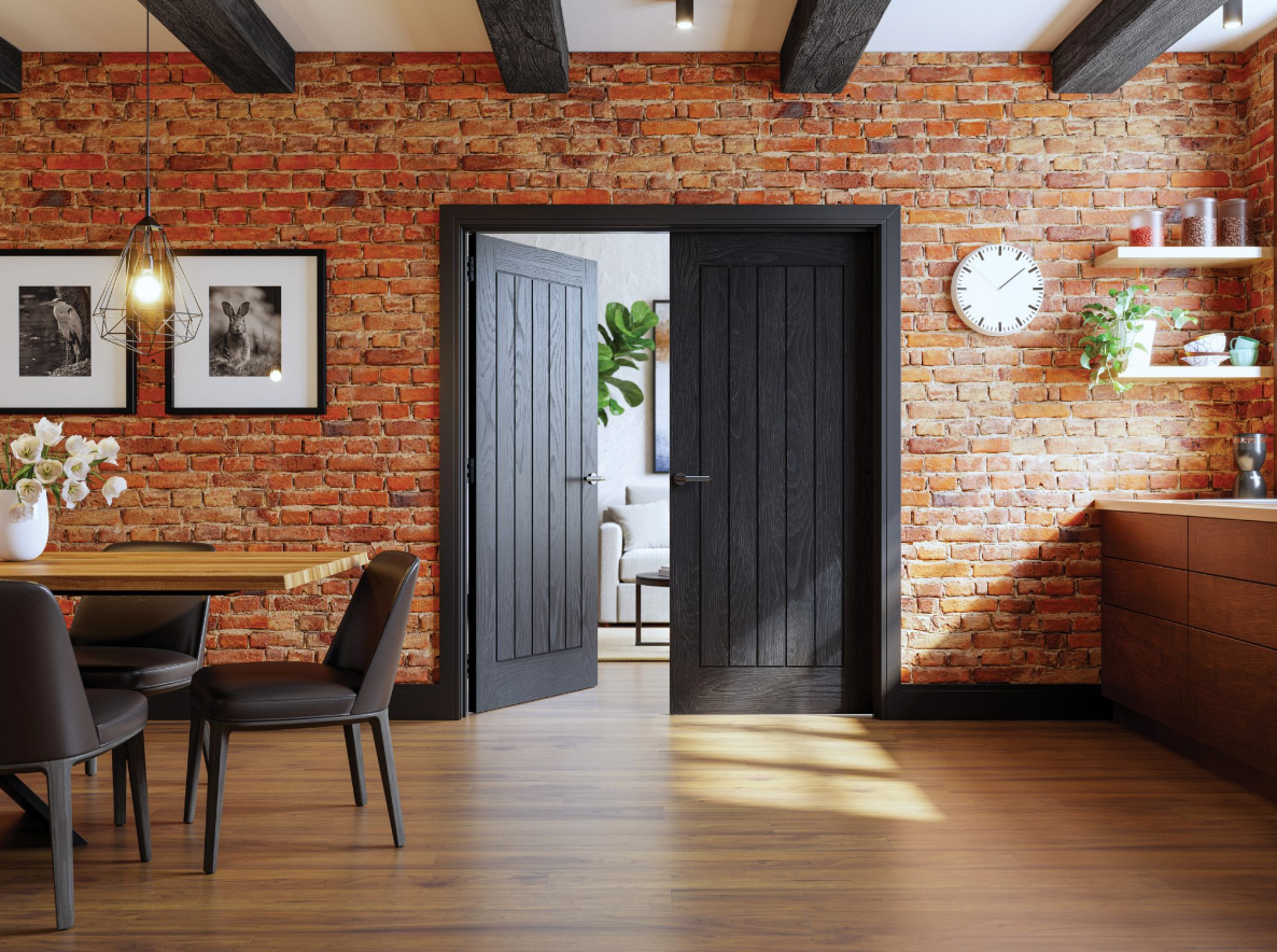 Ely Brushed Black Oak Doors