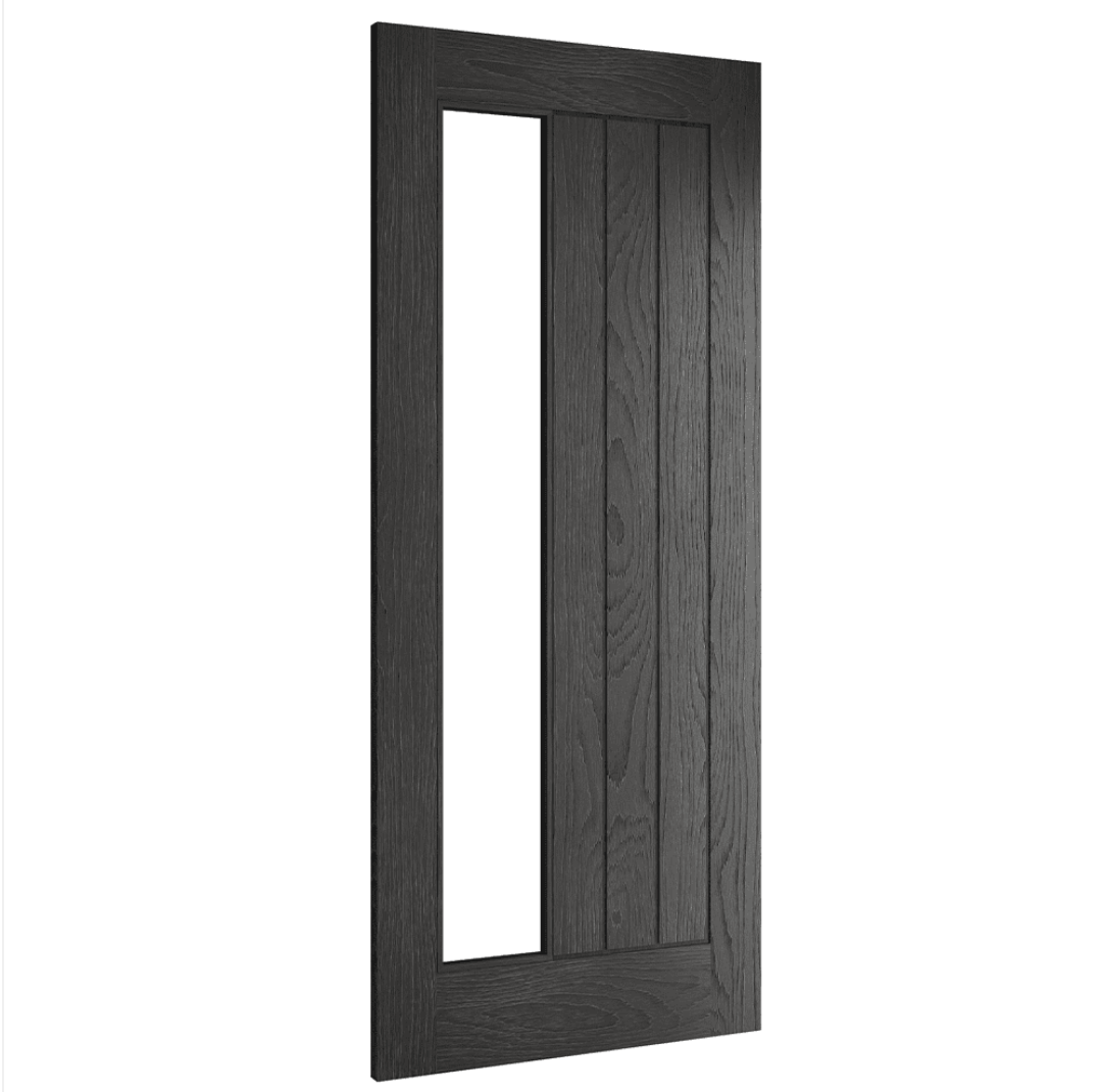 Ely Brushed Black Oak Glazed Doors