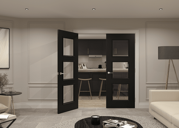 Trinity Black Prefinished Door Glazed