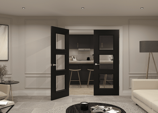 Trinity Black Prefinished Door Glazed