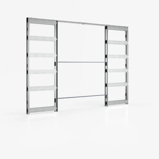 100mm Double Pocket Door - White Frame - Black Hardware