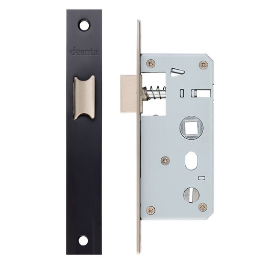 Slim Latch Square, Striking Plate & Fixing Screw Black Steel