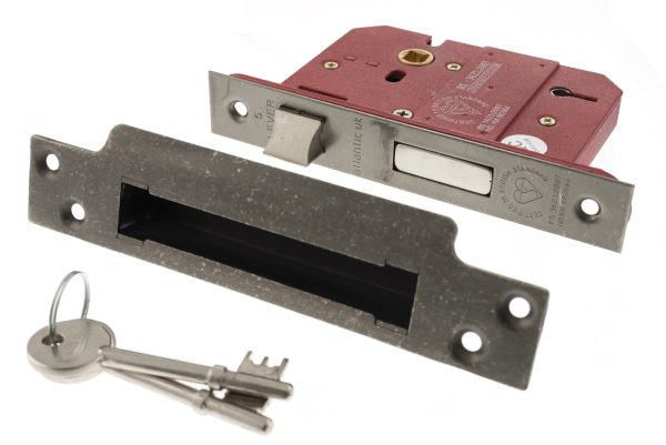 Atlantic - 5 Lever Key Sashlock - 3" Distressed Silver