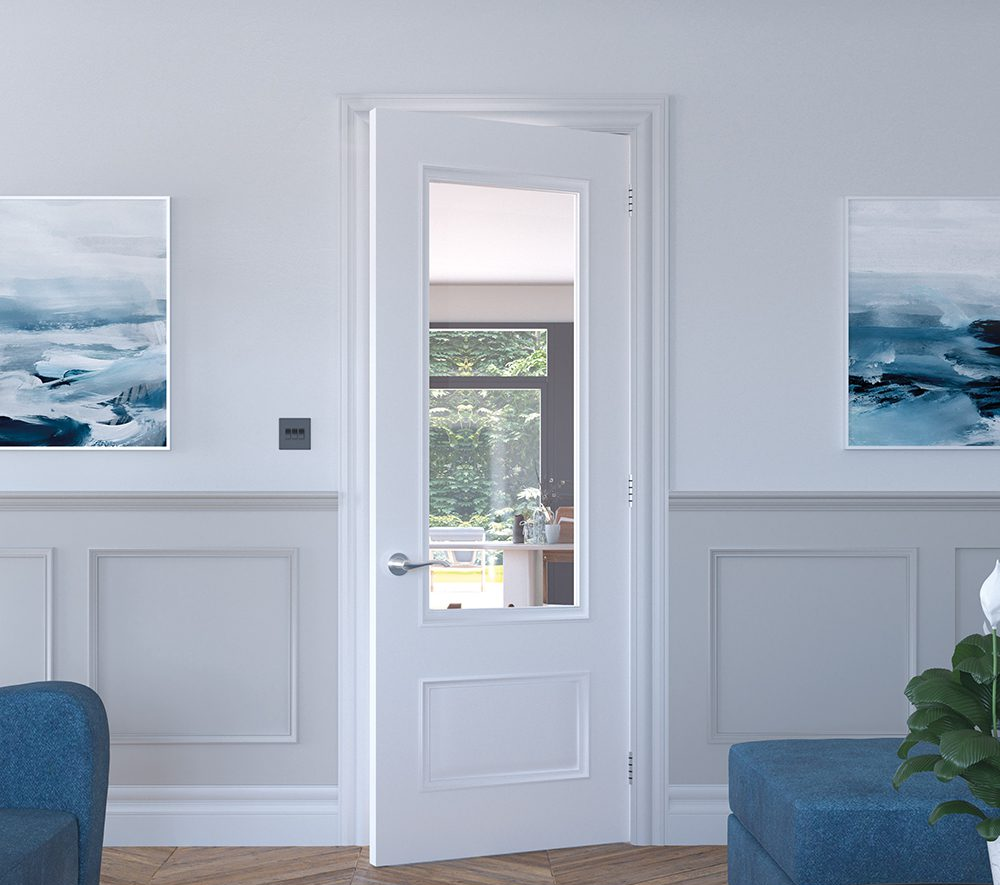 Sandringham Bevelled Glazed White Primed